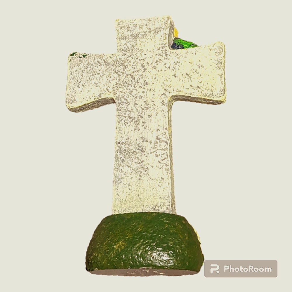Yellow Cross & Daffodils "Faith" Religious Indoor/Outdoor Acrylic Decorative GF - Picture 3 of 5